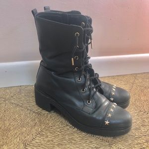Michael Kors Leather Star Studded Black Boats 10W